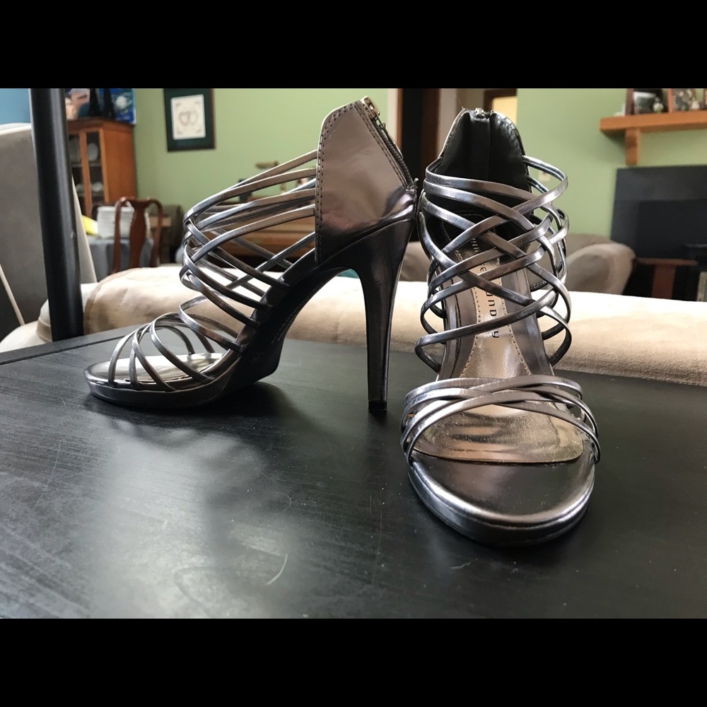 Silver Strappy Cage Heels